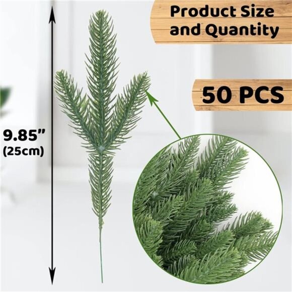 50 Pcs Artificial Pine Branches Green Plants Pine Needles DIY Accessories - Picture 2 of 8